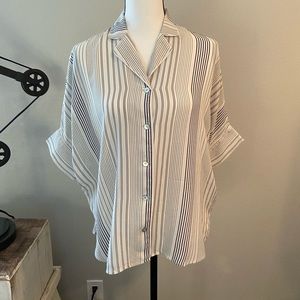 Eileen Fisher Silk Stripe Button up blouse